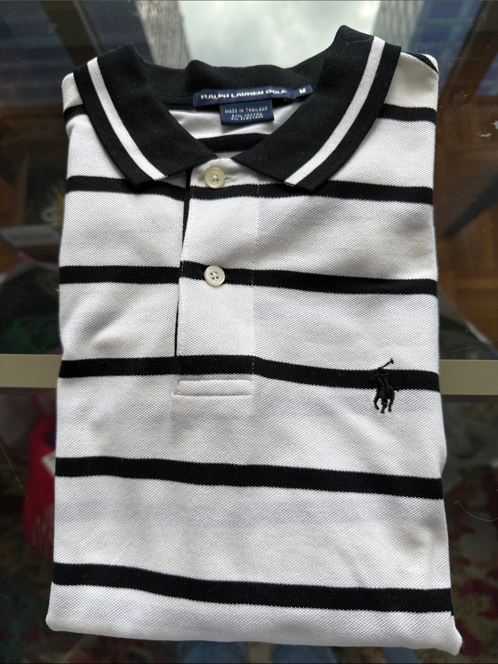 Ralph Lauren Golf Woman’s Striped Pique Short Sleeve Polo Shirt. Size Medium.